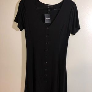 Black, front button down dress